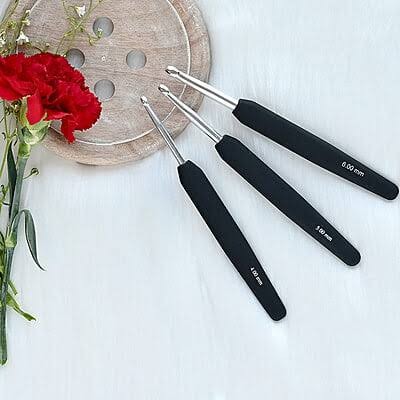 Knit pro Crochet Hook Silver with Black Handle